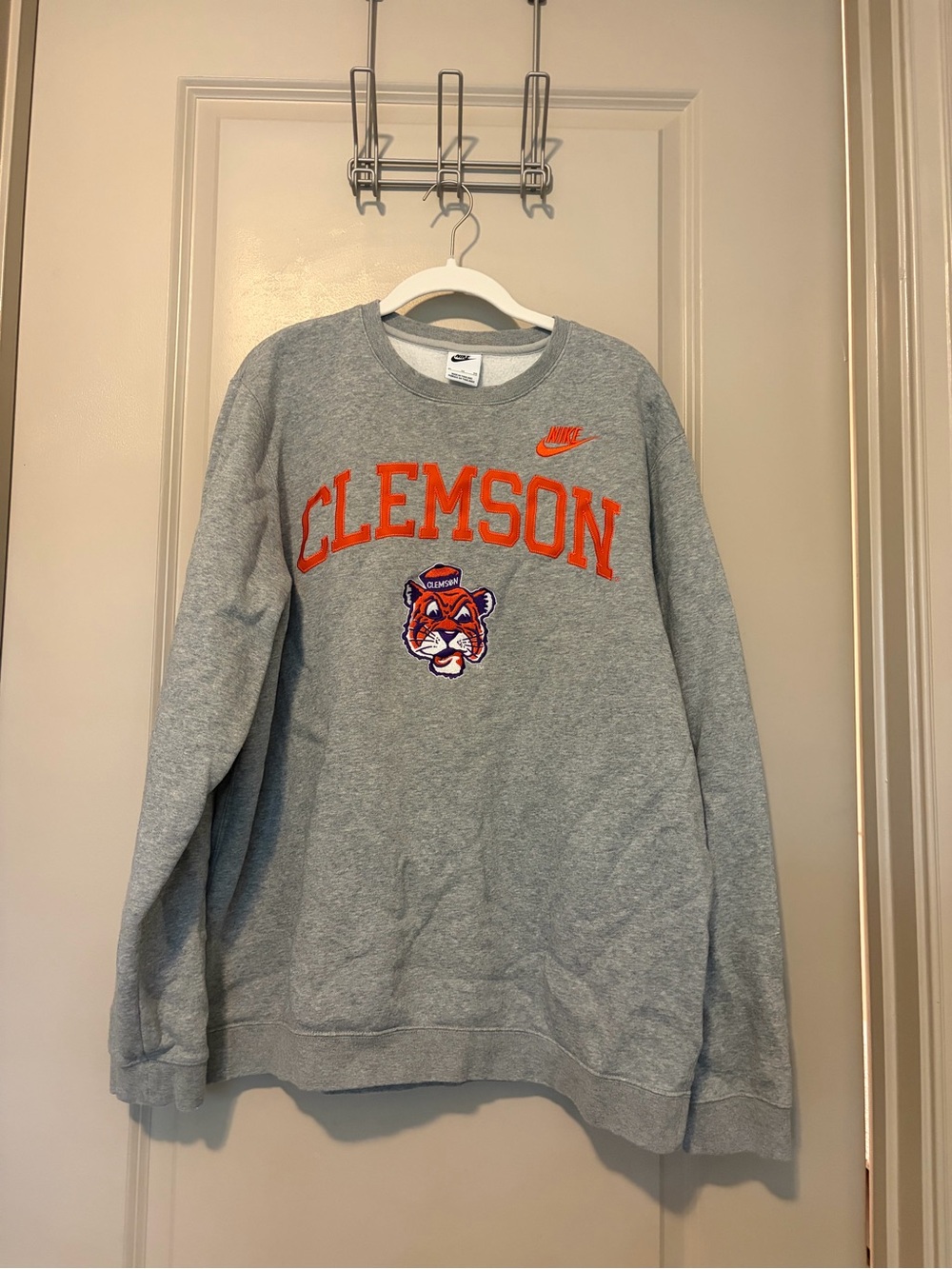 Nike Grey Crewneck Sweatshirt with Orange Clemson Logo
